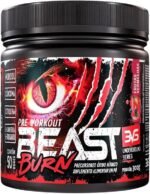 3VS Nutrition Pré-Workout Beast Burn 300g – Suplemento Pré-Treino Fórmula Única com Cafeína, Beta Alanina, L-Carnitina, Citrulina, Morosil® e Cúrcuma – 50 Doses 300gr Sabor Frutas Vermelhas