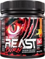 3VS Nutrition Pré-Workout Beast Burn 300g – Suplemento Pré-Treino Fórmula Única com Cafeína, Beta Alanina, L-Carnitina, Citrulina, Morosil® e Cúrcuma – 50 Doses 300gr Sabor Laranja