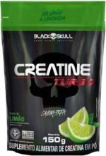 Creatine Turbo BlackSkull - Creatina Monohidratada em pó, com carboidrato para melhor absorção e performance (150g Refil, Limão)