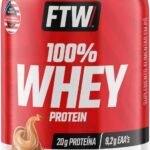 FTW 100% Whey Protein com Proteína Concentrada WPC, Suplemento Alimentar Pós-Treino em Pó com Fonte de Proteína do Soro do Leite, Alto Valor Biológico, Sem Glúten – Pote 900g (Sabor Doce de Leite)