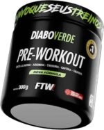 FTW Pré-Treino Diabo Verde em Pó com Cafeína, Aminoácidos Beta‑Alanina e Arginina para Treinos e Atividades Físicas - Pote 300 g (Frutas Vermelhas)