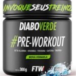 FTW Pré-Treino Diabo Verde em Pó com Cafeína, Aminoácidos Beta‑Alanina e Arginina para Treinos e Atividades Físicas - Pote 300 g (Sabor: Black Ice)