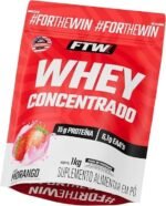 FTW Whey Concentrado com Proteína Concentrada WPC, Suplemento Alimentar em Pó com 15g de Proteína por Porção, Rico em Aminoácidos Essenciais, Sem Glúten – Refil 1KG (Morango)