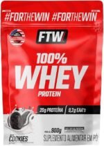 FTW Whey Protein 100% Concentrado - Suplemento Proteico para Atletas - Auxilia na Formação de Músculos para seus Treinos - Fonte de Proteína de Alto Valor Biológico - Sabor: Cookies - Refil 900g