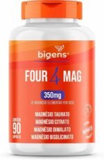Four Mag, 4 Magnésio (taurato, citrato, dimalato, bisglicinato), 350mg de Magnésio Elementar, 90 Cápsulas, Bigens