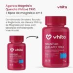 Magnésio Quelato Trio, Dimalato, Bisglicinato e Taurato com Vitamina B6 350mg Vhita 60 Cápsulas - Imagem 2