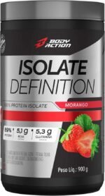 Whey Protein Isolado Isolate Definition 900g Sabor Morango Bodyaction